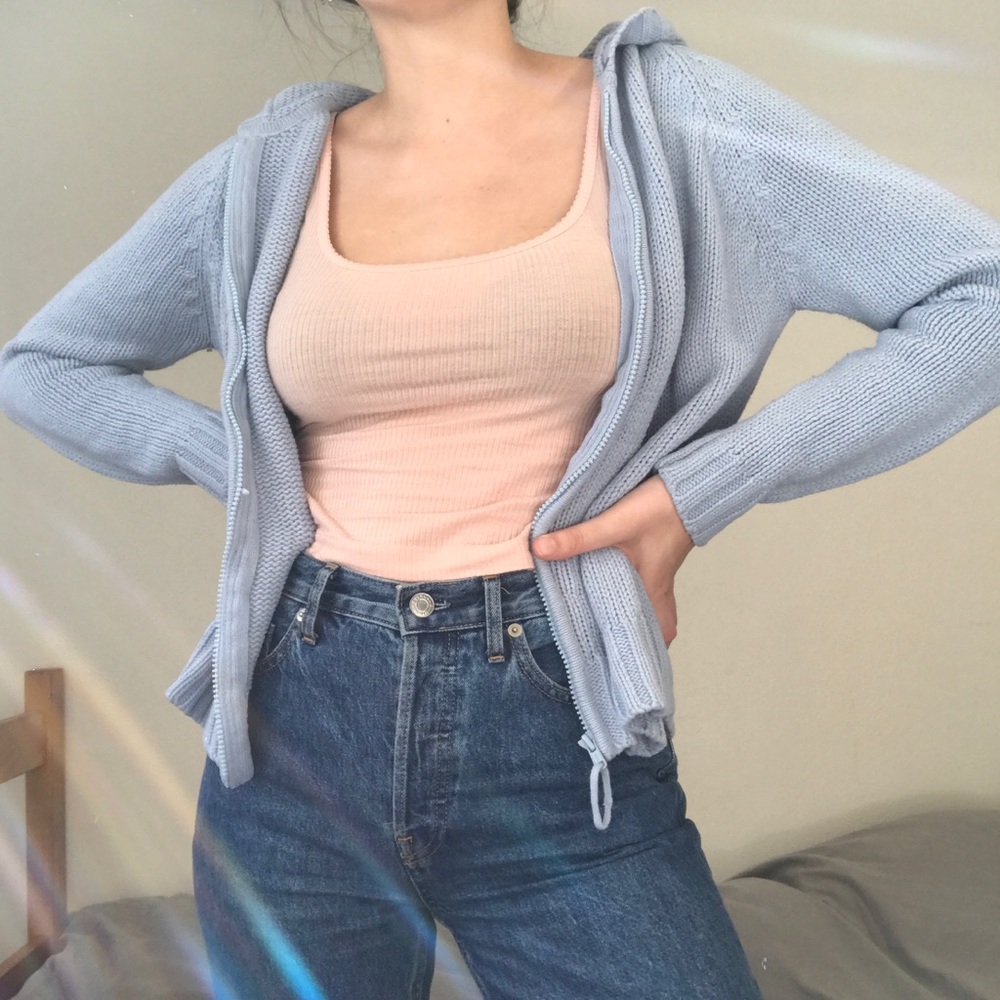 blue sweater